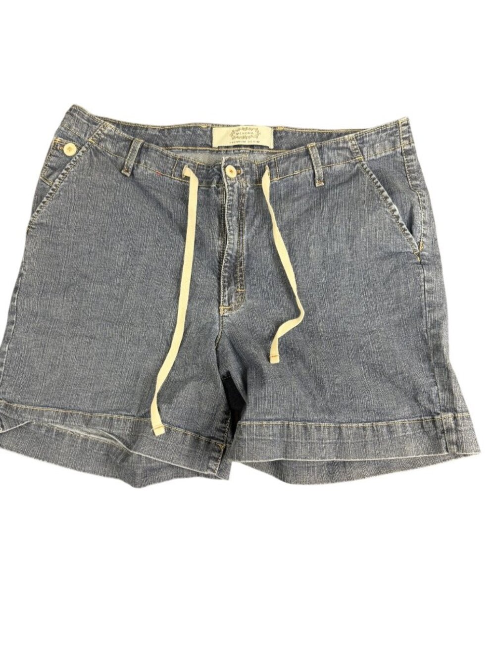 Merona Womens Blue Drawstring Cuffed Denim Shorts 16M